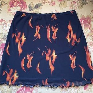 Flame Mesh Miniskirt